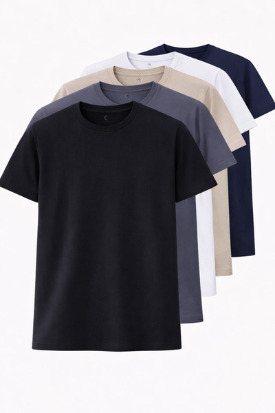 blayn jeans Ανδρικό Σετ 5 Μπλουζών, 100% Βαμβάκι, Βασικό, Κανονικής Εφαρμογής...