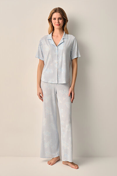 SUWEN Σετ πιτζάμες με γιακά πουκάμισο Lady
