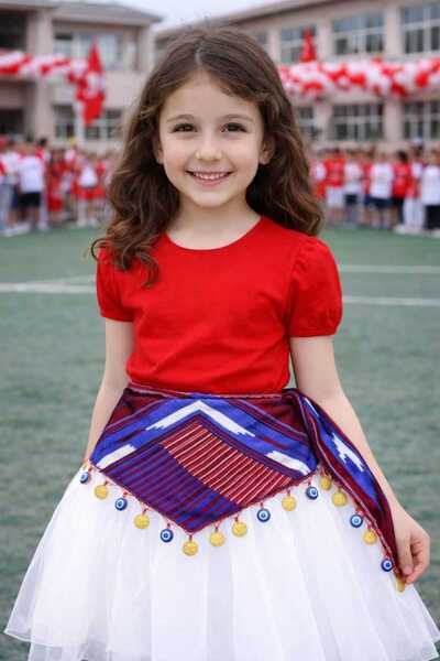 ASYA PAZARLAMA Детски колан за представление, с триъгълен десен, колан за учи...