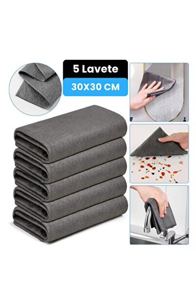 EMATTEIRO Set 5 Lavete Magice din Microfibră 30x30 cm, Curățare Fără Scame sa...