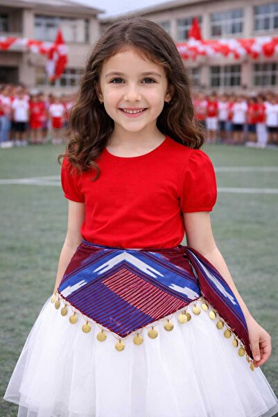 ASYA PAZARLAMA Детски колан за представление, с триъгълен десен, колан за учи...