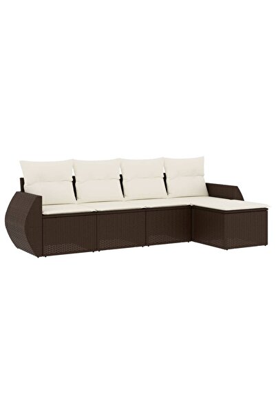 vidaxl Set canapele de grădină cu perne, 5 piese, maro, poliratan