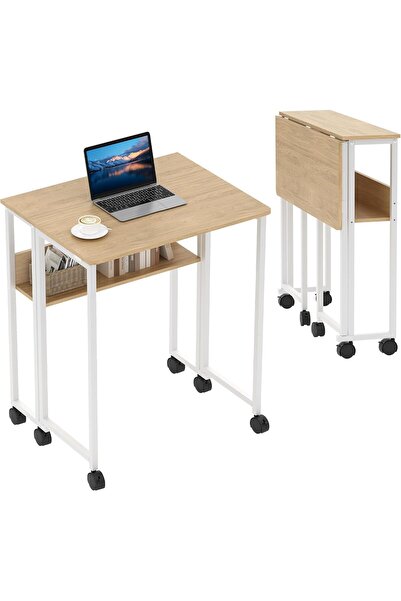 Garvee Rolling Computer Desk with Storage Shelf, 6 Wheels with Brakes, Space-...