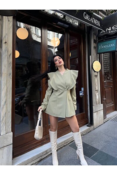 Celiora Modern Cut Padded Shoulder Detailed Double-Breasted Women's Blazer Ja...