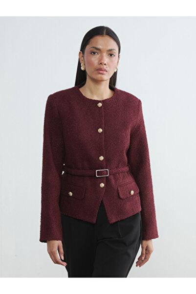 LC Waikiki Jachetă de tweed de damă cu guler rotund