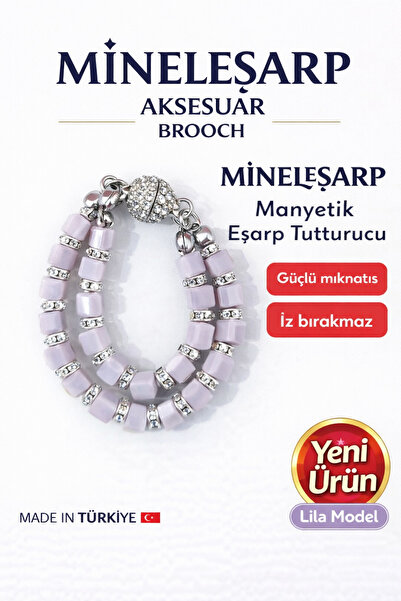 MİNELEŞARP34 Magnetic Scarf Shawl Fastener with Bead Detail – Strong Fixer (6...