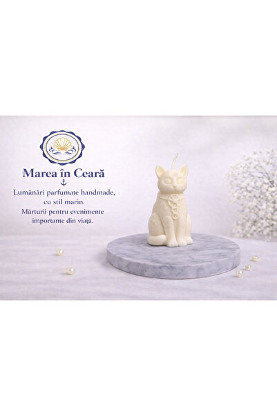 marea in ceara Διακοσμητικό κερί "Γάτα" - από κερί σόγιας, χειροποίητο