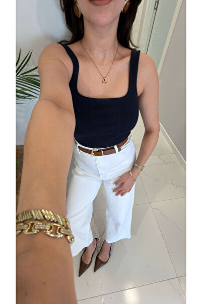 BİRCANÇİL Dlvin Nodre Dark Navy Blue Strappy Tank Top