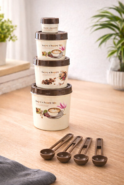 China Plastic Spice Container Set - 4 Jars with Measuring Spoons