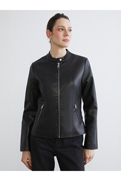 LC Waikiki Grandad Collar Women's Faux Leather Jacket