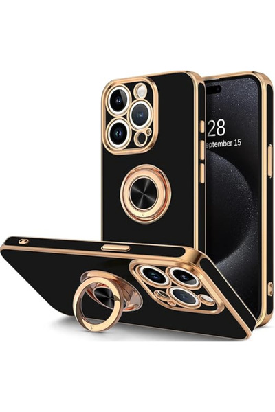 Dezooe Luxury Phone Case for iPhone 14 Pro Max, Built-in Ring Holder, 360° Ro...