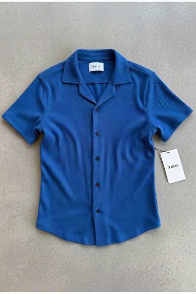 zs zaos fashion Men's Short-Sleeved Slim-Fit Patterned Textured Summer Shirt ...