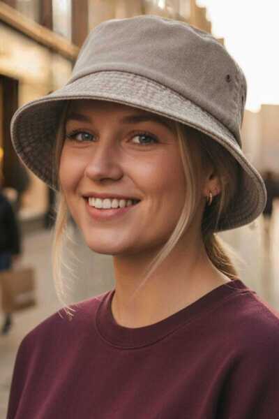 Uniquetrenders Pălărie tip găleată pentru femei, vintage, 100% bumbac