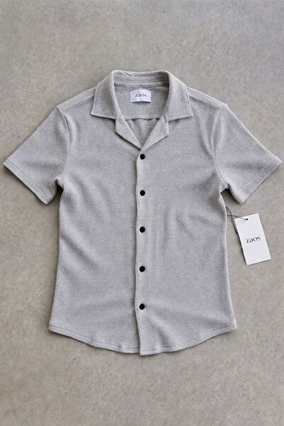 zs zaos fashion Men's Short-Sleeved Slim-Fit Patterned Textured Summer Shirt ...