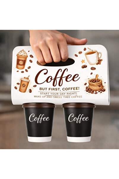 Canestar Karton Kahve Bardağı Tutucu 2'li Yüksek Kalite Baskılı 100'lü