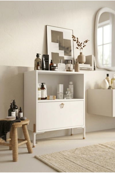 FOR WOMAN DESİGN Ahşap Modern Tasarım Banyo Dolabı Tek Kapaklı Modern Açık Ra...