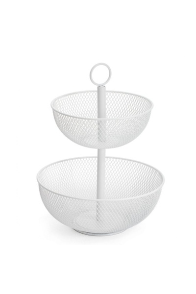 Confortime Metal Fruit Basket, Tiered 31 x 31 x 41 cm, White