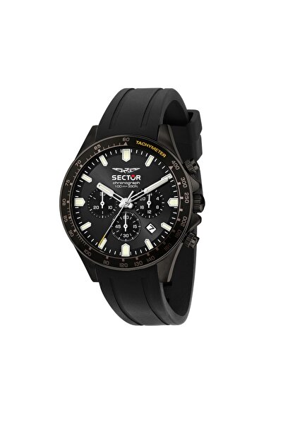 Sector Ceas 230, Cronograf, carcasa inox negru, 43mm, curea silicon negru, R3...