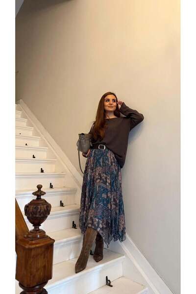 mrc Desenli Tüllü Kiloş Etek