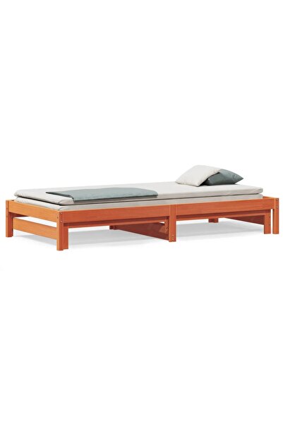vidaxl Pat de zi cu extensie, maro ceruit, 90x190cm, lemn masiv de pin