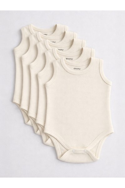 Gleamy Baby 100% Cotton Combed Cotton Bodysuit Set of 5 Crew Neck Undershirt Body Badi