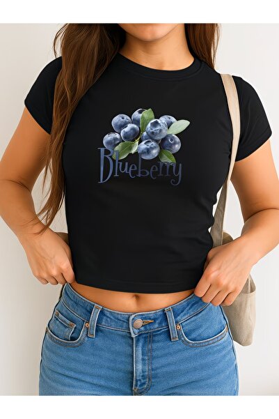 Toum Kemer Boy Blueberry Crop Blouse