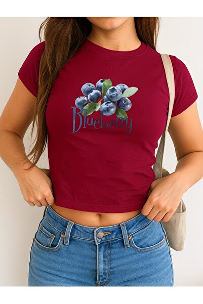 Toum Kemer Boy Blueberry Crop Blouse
