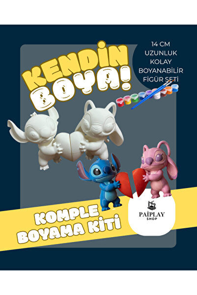 PAİPLAYSHOP Stitch ve Angel - Boyama Seti ve Stitch ve Angel Figürü