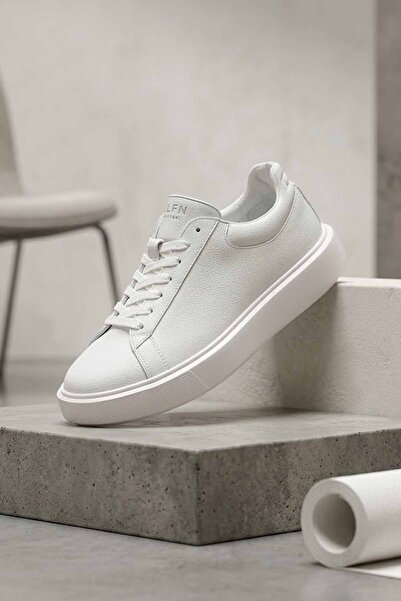 Lufian Men's White Genuine Leather Sneaker – Timeless Elegance and Premium Co...