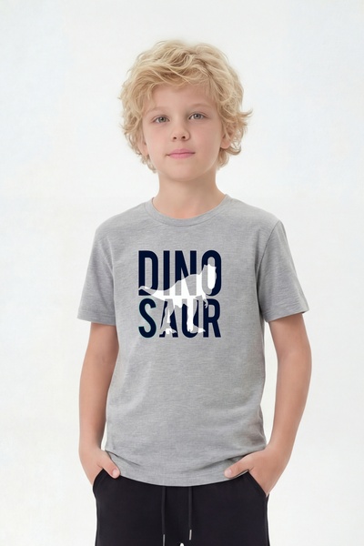 FYK COLLECTİON Boy's Crew Neck T-Shirt with Print Detail and Short Sleeves