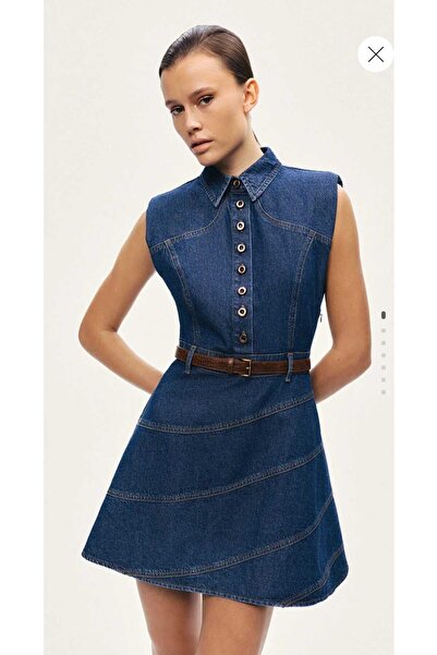 Nocturne KEMER DETAYLI MİNİ DENİM ELBİSE