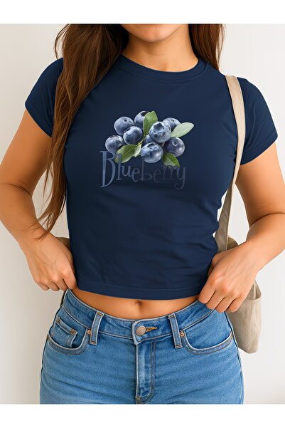 Toum Kemer Boy Blueberry Crop Blouse