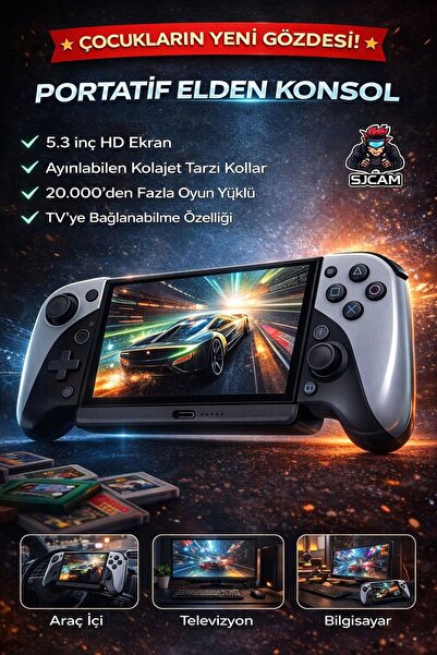 MİHASE 20.000+ Oyun Yüklü Taşınabilir Oyun Konsolu 5.3’’ HD Ekran TV Bağlantı...