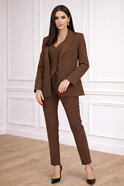 ANATOLIATEKSTILE Elegant Women's 3 Piece Suit Jacket + Vest + Pants – Slim Fi...