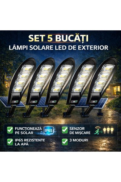 ecolight Set de 5 felinare solare stradale 1200 W