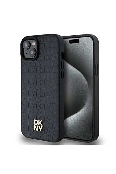 Dkny Husă din piele cu monogramă MagSafe pentru iPhone 15/14/13 6.1 Negru