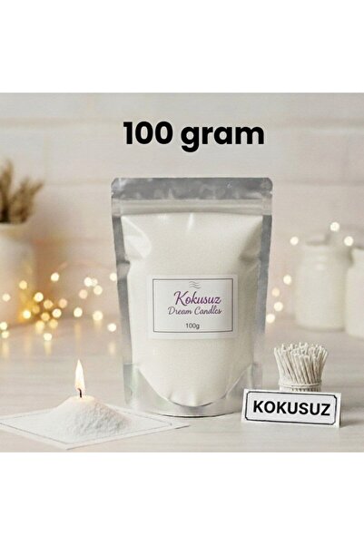 violleta Beyazı İnci Toz Mum 100g - Kokusuz Naturel (Özel Fitil Hediyeli)