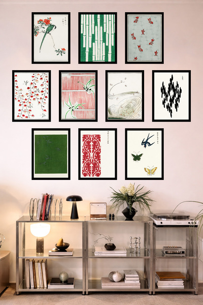 UNT Set de 10 tablouri minimaliste în stil japonez Feng Shui cu aspect de cad...