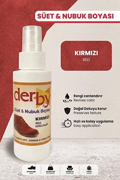 Derby Kırmızı Süet Nubuk Renk Yenileyici Sprey 100 ML – Ayakkabı & Çanta Boyası
