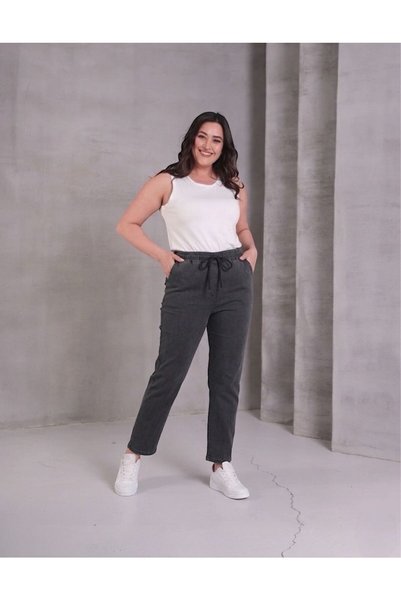 NEWCO beli lastikli bağlama detaylı cepli boru paça denim pantolon