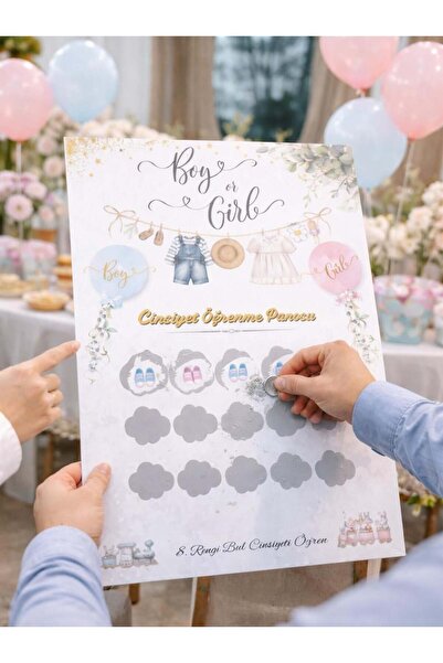 Parti Adresi Cinsiyet Öğrenme Partisi Kazıma Panosu – Sürpriz Bebek Cinsiyet ...