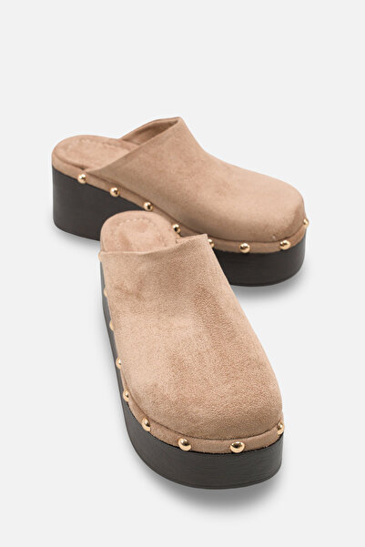 Solo Bag Papuci Sabo pentru femei, din piele intoarsa, cu detaliu cu capse la...