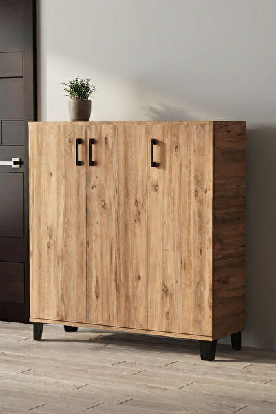 GOLDFALEZ Ayakkabılık Dolabı 3 Kapaklı 7 Bölmeli Modern Çok Amaçlı Ayakkabı D...