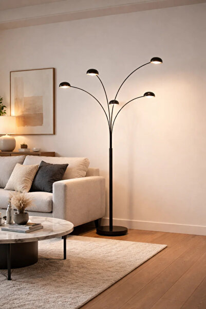 MARIA HOMES Modern Multi Head Floor Lamp with Adjustable Arms for Living Room...
