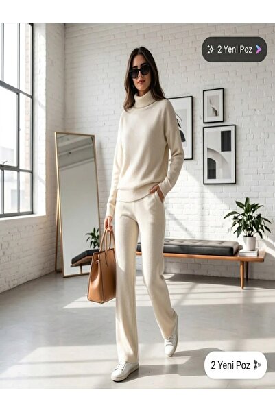 aryam butik Women's Camisole Değaje Collar Bottom-Top Set - Soft Textured