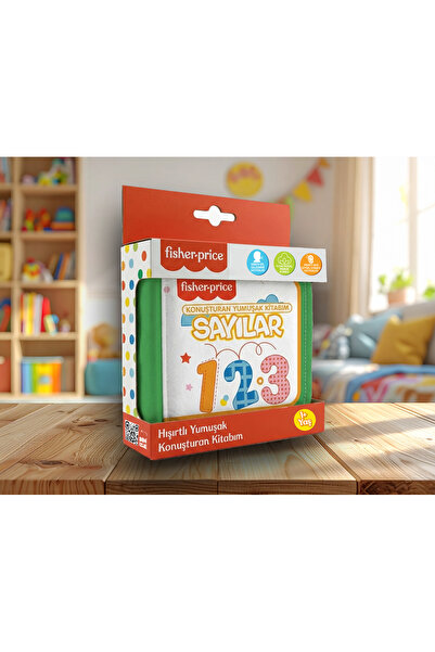 FISHER PRICE Konuşturan Bebek Kitabı Hışırtılı Sesli, Duyusal, Zeka Gelişim 0-3 Yaş Kitap Eğitim Seti (Sayılar)