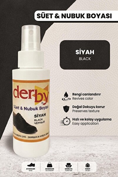 Derby Siyah Süet Nubuk Renk Yenileyici Sprey 100 ML – Ayakkabı & Çanta Boyası
