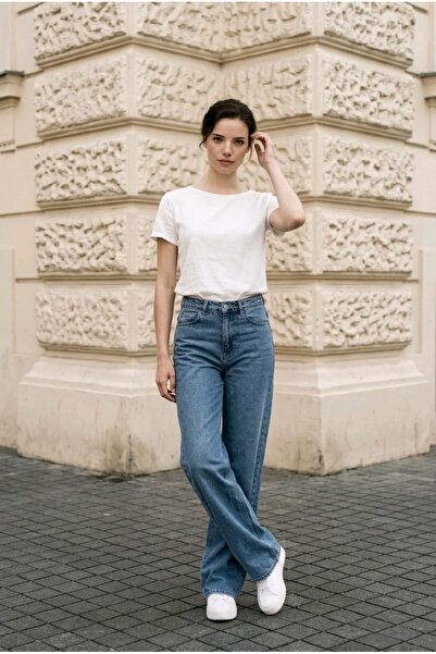 kleshus بنطلون جينز باليزو مريح من الليكرا باللون الأزرق المتوسط من çnr، جديد