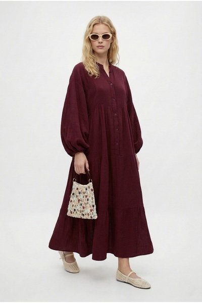 Ritnice Rochie lungă de damă Modest Linda, 100% bumbac, căptușită cu muselină...