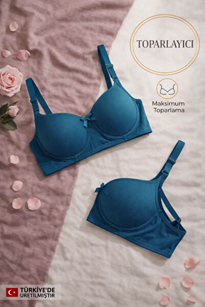 WINNERAIN Women's Petrol Green Gathering Unpadded Underwire Bra